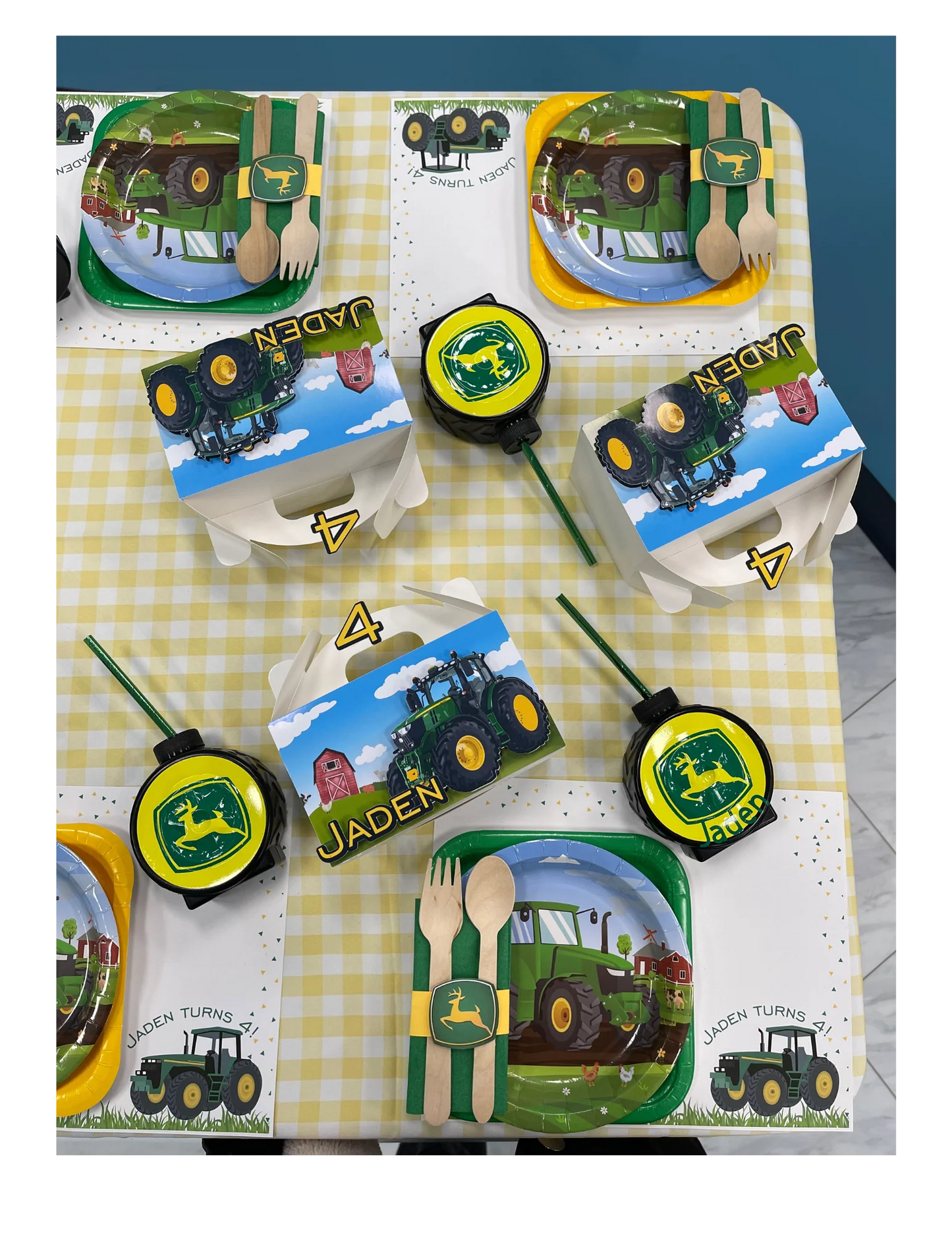 tractor themed birthday setup RI