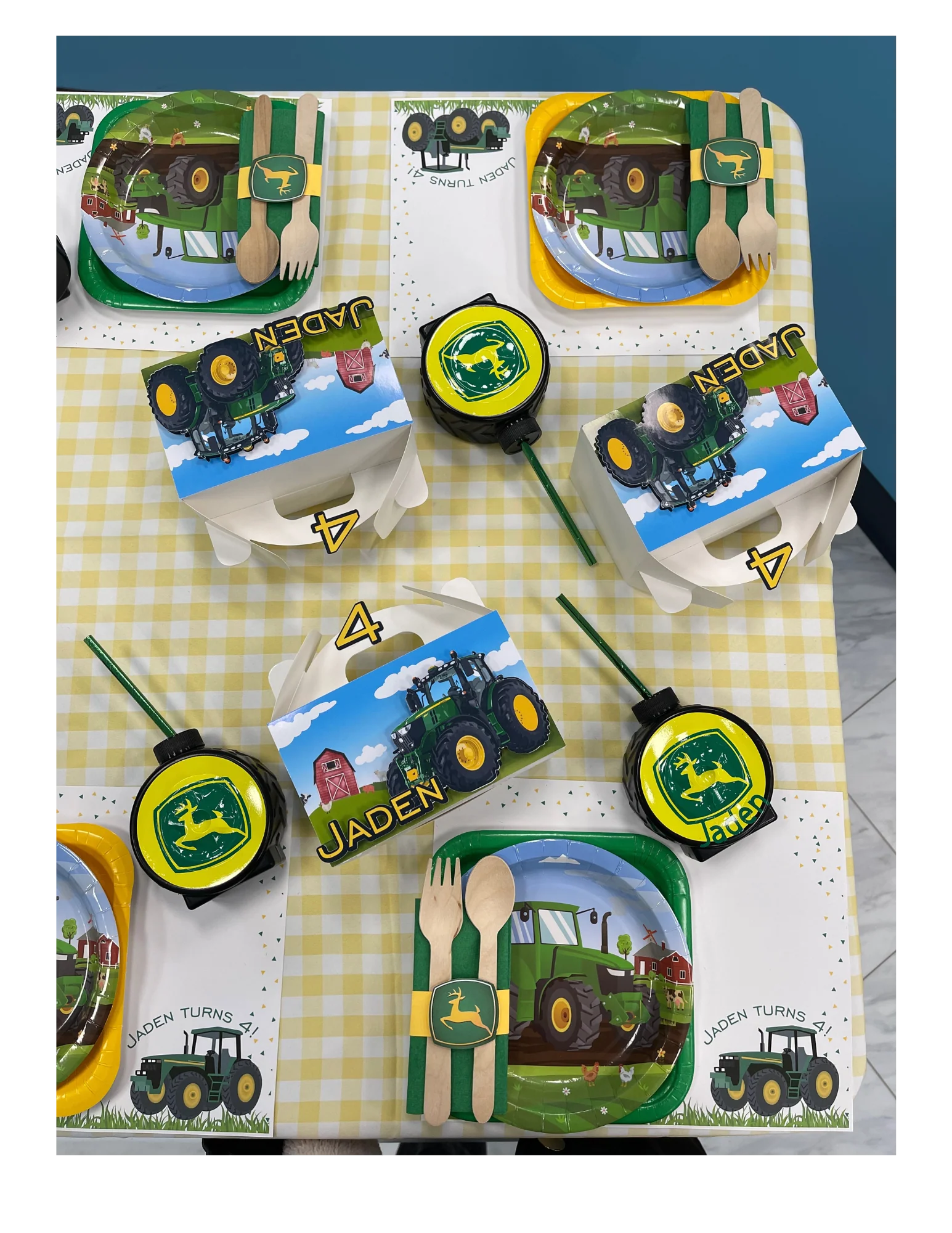 tractor themed birthday setup RI