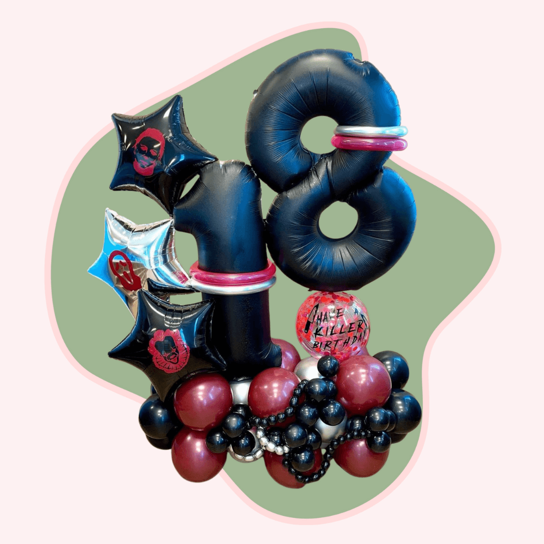 Decorative balloon arrangement with number '18' rhode island 